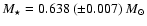 $M_{\star}=0.638\:(\pm 0.007)\:M_{\odot}$