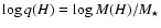 $\log q(H)= \log M(H)/M_{\star}$
