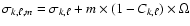 $\sigma_{k,\ell,m} = \sigma_{k,\ell}
+ m\times(1-C_{k,\ell})\times\Omega$