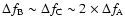 $\Delta f_{\rm B}\sim \Delta f_{\rm C} \sim 2\times \Delta f_{\rm A}$