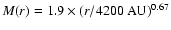 $M(r) = 1.9 \times (r/4200 ~\mbox{AU})^{0.67}$