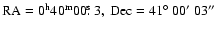 $\rm RA = 0^h40^m 00\hbox{$.\!\!^{\rm s}$ }3,\
Dec = 41\hbox{$^\circ$ }00\hbox{$^\prime$ }03\hbox{$^{\prime\prime}$ }$