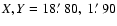 $X,Y =
18\hbox{$.\mkern-4mu^\prime$ }80,\ 1\hbox{$.\mkern-4mu^\prime$ }90$