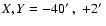 $X,Y= -40\hbox{$^\prime$ },\ +2\hbox{$^\prime$ }$