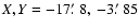 $X,Y=-17\hbox {$.\mkern -4mu^\prime $ }8,\ -3\hbox {$.\mkern -4mu^\prime $ }85$