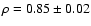 $\rho = 0.85\pm 0.02$