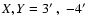 $X,Y = 3\hbox{$^\prime$ },\ -4\hbox{$^\prime$ }$