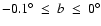 $-0.1^{\circ}~ \leq ~ b ~ \leq ~ 0^{\circ}$