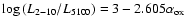 $\log{ (L_{2-10}/L_{5100}) }=3-2.605 \alpha_{\rm ox}$