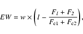 \begin{displaymath}EW=\it w\times \left(1-\frac{F_1+F_2}{F_{\rm c1}+F_{\rm c2}}\right),
\end{displaymath}
