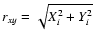 $r_{xy} = \sqrt{X_{i}^{2} +
Y_{i}^{2}}$