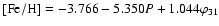 $\rm [Fe/H]=-3.766-5.350{\it P}+1.044\varphi_{31}$