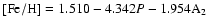 $\rm [Fe/H]=1.510-4.342{\it P}-1.954A_{2}$