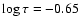 $\log \tau= -0.65$