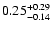 $\rm0.25_{-0.14}^{+0.29}$