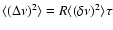$\langle (\Delta \nu) ^{2}\rangle = R \langle (\delta \nu) ^{2}\rangle \tau$