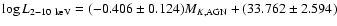 $\log L_{2{-}10~{\rm keV}} = (-0.406\pm0.124) M_{K,\rm AGN} + (33.762\pm2.594)$