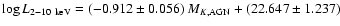 $\log L_{2{-}10~{\rm keV}} =
(-0.912\pm0.056) \ M_{K,\rm AGN} + (22.647\pm1.237)$