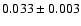 $0.033\pm 0.003$