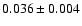 $0.036\pm 0.004$