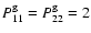 $P^{\rm g}_{11} = P^{\rm g}_{22} =
2$