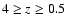 ${4 \geq z \geq 0.5}$