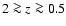${2\ga z\ga0.5}$
