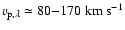 $v_{{\rm p},{\lambda}} \simeq 80{-}170~{\rm km}~{\rm s}^{-1}$