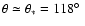 $\theta \simeq \theta
_{\ast} = 118{\hbox{$^\circ$ }}$