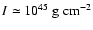 $I\simeq 10^{45}~{\rm g}~{\rm cm}^{-2}$