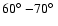 $60{\hbox{$^\circ$ }}{-}70{\hbox{$^\circ$ }}$