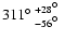 $311\hbox{$^\circ$ }_{-56\hbox{$^\circ$ }} ^{+28\hbox{$^\circ$ }}$