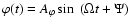 $\varphi(t) = A_{\varphi}\sin~(\Omega t + \Psi)$