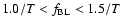 $1.0/T<f_{\rm BL}<1.5/T$