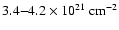 $3.4{-}4.2\times 10^{21}\rm\ cm^{-2}$