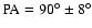 ${\rm PA}=90^\circ \pm 8^\circ$