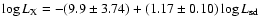 $\log
L_{\rm X}=-(9.9\pm3.74)+(1.17\pm 0.10)\log L_{\rm sd}$