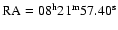 $\rm RA=08^{\rm h}21^{\rm m}57.40^{\rm s}$