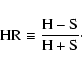 \begin{displaymath}
{\rm HR}\equiv \frac{\rm H-S}{\rm H+S}\cdot
\end{displaymath}