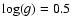 $\log(g) = 0.5$