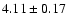 $ 4.11\pm0.17$