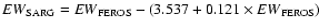 $ {\it EW}_{\rm SARG}={\it EW}_{\rm FEROS}-(3.537+0.121 \times {\it EW}_{\rm FEROS})$