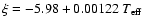 $\xi=-5.98+0.00122~T_{\rm eff}$