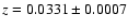 $z=0.0331\pm0.0007$