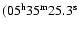 $\rm (05^h35^m25.3^s$