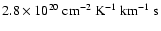 $2.8 \times 10^{20}~\mbox{cm}^{-2}~\mbox{K}^{-1}~\mbox{km}^{-1}~\mbox{s}$