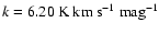 $k = 6.20~\mbox{K~km~s}^{-1}~\mbox{mag}^{-1}$