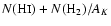 $N({\rm H\textsc{i}}) + N({\rm H}_2) / A_K$
