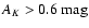 $A_K > 0.6~\mbox{mag}$
