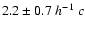 $2.2\pm0.7~ h^{-1}~c$